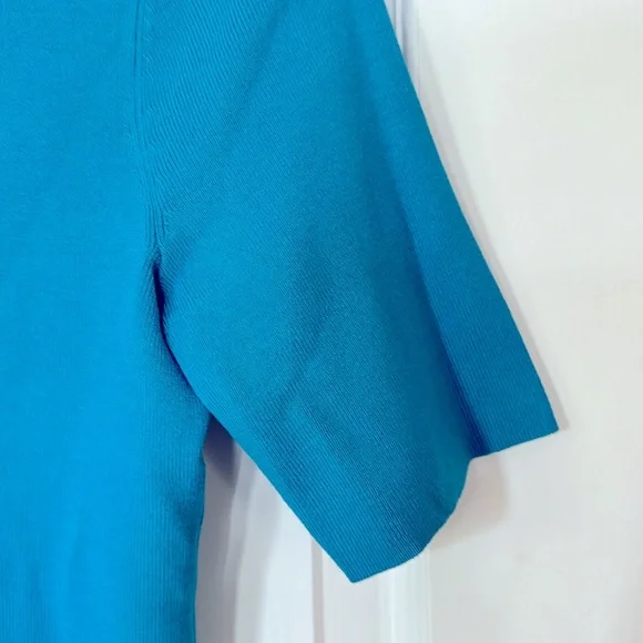Anne Klein Blue Ocean Short Sleeze Turtleneck Shirt - Picture 3 of 7
